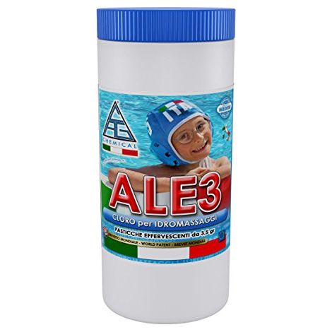 Cloro ALE3 effervescente per piscine pastiglie da 3 gr in confezione da 1 kg a rapido scioglimento (1/2)