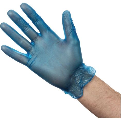 Gants alimentaires en vinyle poudré Hygiplas bleus L (Lot de 100) - Vogue (1/3)