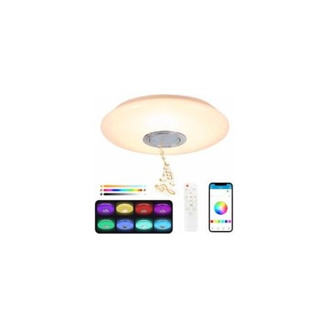 Plafonnier LED 36W avec haut-parleur Bluetooth – Luminaire à changement de couleur – 3600LM, 3000-6500K, IP44 – Pour chambre et salon (1/5)