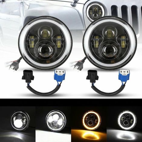 Phare LED CREE 7 pouces pour Jeep Wrangler JK LJ – 80W – Tension 12-24V DC – Étanchéité IP67 – Lumière 6000K – Installation plug and play (1/5)