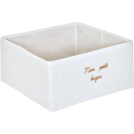 Boîte de Rangement Enfant "Mon Petit Bazar" 29x29cm Blanc (1/3)