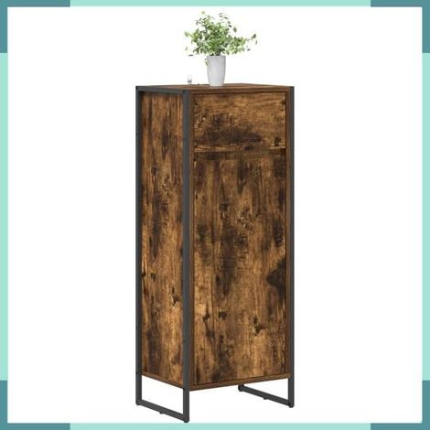 886500 Cabinet de salle de bain avec porte Chêne Fumé 40 x 30 x 100 cm (1/5)