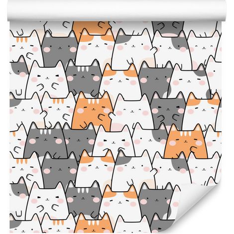 Papier peint à motifs de chatons multicolores pour salon et chambre 50x1000 cm (1/5)