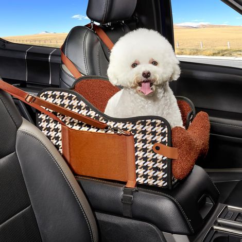 Siège Chien 99% Console Centrale Double Fixation imperméable Marron  montage rapide, poches latérales, rehausseur, facile à nettoyer, fond antidérapant, matériau respirant (1/5)