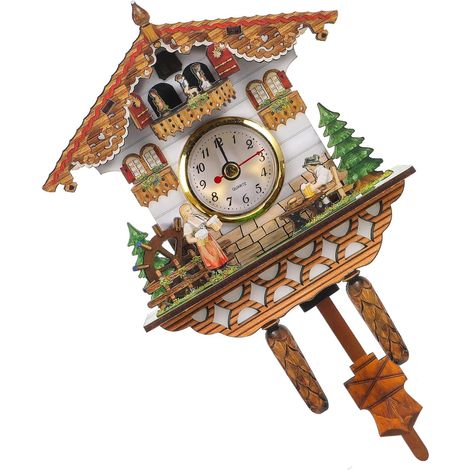 Horloge Murale Coucou en Bois pour Salon et Bureau, Pendule Rétro Intérieure, Décoration Murale Vintage, Silencieuse et Robuste, Maison et Bureau, Horloge Décorative Design Simple (1/5)