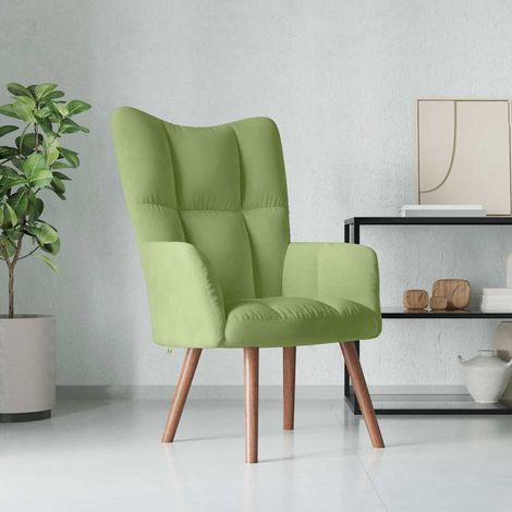 vidaXL Relaxing Chair Light Green Velvet