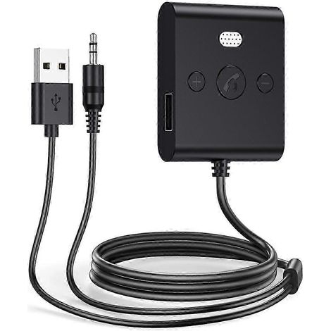 Adaptateur voiture Bluetooth 5.4 AUX avec microphone, lecteur audio sans fil stéréo et clé USB 3,5 mm. Kit mains libres pour voiture. (1/5)