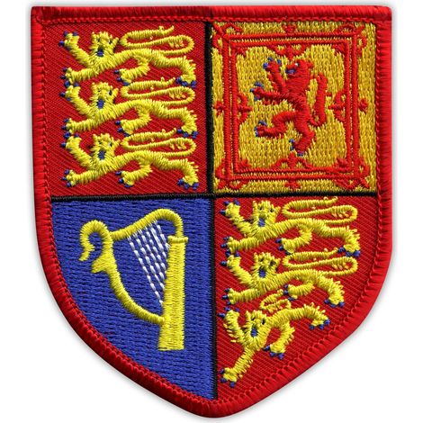Parche con escudo de armas del Reino Unido - Real - Reverso magnético - Parche/insignia/emblema bordado