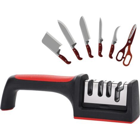 Aiguisoir à couteaux, Aiguisoir manuel à 3 niveaux pour couteaux de chef pour la cuisine domestique Outil d'aiguisage de précision (1/5)