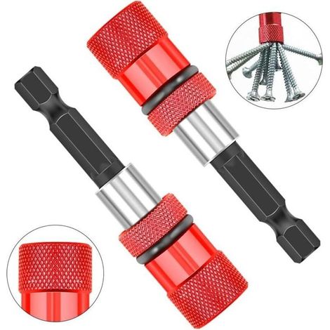 Porte Embout Magnetique Puissant, 4 Pièces Porte Embout Visseuse a Choc avec 4 Embouts PH2, Hex Tige Porte-Embout de Tournevis Magnétique pour Perceuses, Tournevis, Tournevis Sans Fil (1/3)