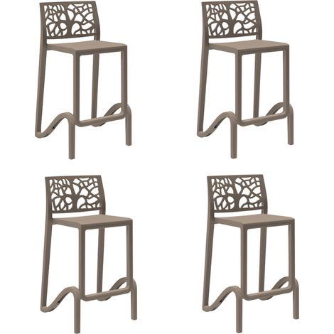Sgabello bar alto H. seduta 65 cm con schienale TETI Tortora set 4 pezzi (1/2)