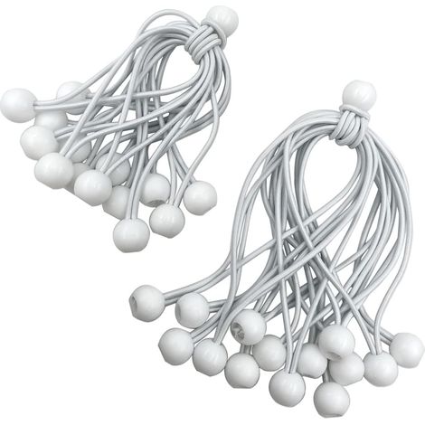 Palline elastiche, cinghie elastiche di fissaggio, 30 prolunghe elastiche ad anello bianche a forma di sfera, set di cinghie elastiche con palline per fissare tende, striscioni elastici universali.