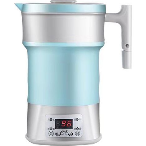 Bouilloire Électrique Pliable 800W Silicone, Thermostat Réglable, 110V‑220V, Portable et Compacte, Bleue, Prise UE (1/5)
