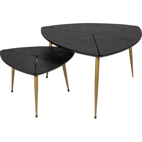 Lot de 2 tables gigognes finition bois et pieds en métal (1/5)