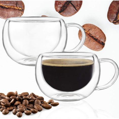 2x THERMOGLAS MIT HENKEL 300ml FÜR KAFFEE LATTE TEE Tasse SET  (1/5)