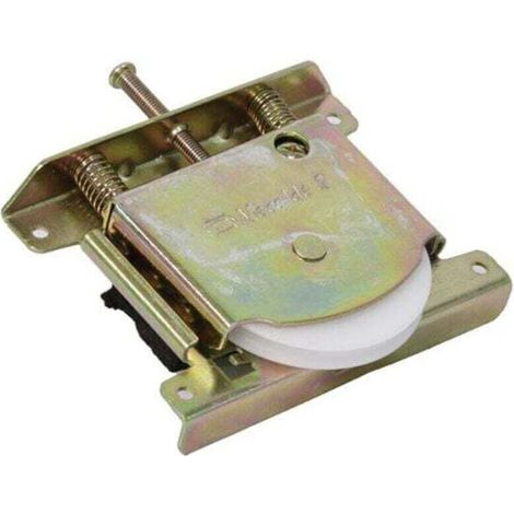 Galet de roulement de porte coulissante de placard - Charge par vantail : 100 kg - Version : Roulette avec rainure - Galet : Ø 60 - (1/4)