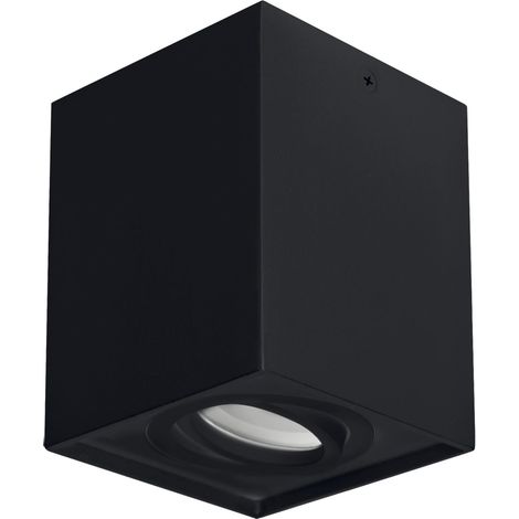 Spot de plafond aluminium 9,4 cm de large en saillie noir GU10 carré