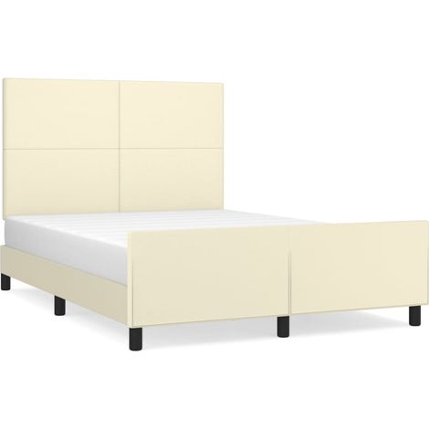 Maison Exclusive - Bettgestell mit Kopfteil Creme 140x200 cm Kuns