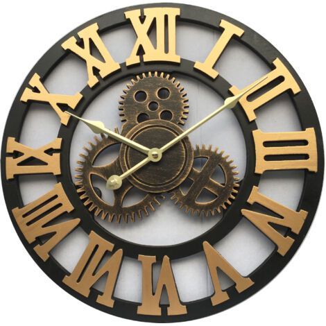 QORVA-Silencieux 3D Style européen rétro créatif Horloge Murale Industrielle engrenage Art personnalité Salon décoration Horloge,40CM (1/5)