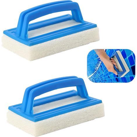 Juego de 2 cepillos para piscina con mango de esponja mágica, cepillos para piscina, esponja, limpieza y accesorios. (1/5)