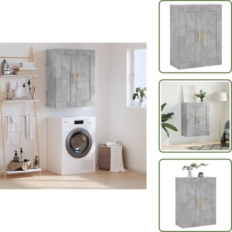 Armoire murale gris béton 69,5x34x90 cm bois d'ingénierie - Armoire Murale - Meuble De Rangement - Armoire Grise - Armoire Suspendu - Buffet Mural (1/5)