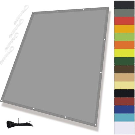Sun Shade Sail Rectangular Waterproof Fabric Made of Polyester PES Tear-Resistant Weatherproof Balcony Railing Patio Garden Grey
