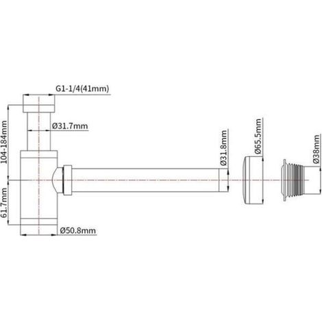 Siphon Tubulaire - Acier Inoxydable - 32 mm - 1 1/4 Pouces - Réglable - Anti-Odeur - Pour Lavabo Salle De Bain - 1 Pièce (1/4)