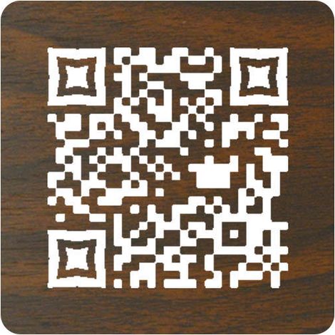 Menu sans contact pictogramme carré QR Code pour présentation menu hôtel restaurant - Couleur effet bois foncé (1/3)