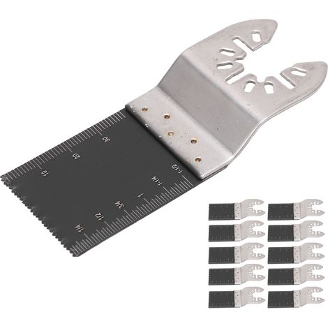 10-teiliges Set mit oszillierenden Sägeblättern (34 mm) und Schnellwechselsystem für Holz und Kunststoff (1/5)