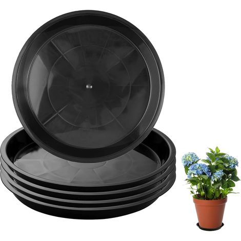 5 Pièces Coupelle Pot de Fleur, PP Soucoupe Pot Fleur, 28cm Diameter Soucoupes pour Pots de Fleurs, Sturdy and Durable, Suitable for Home Indoor and Outdoor Greenery Arrangement (1/5)