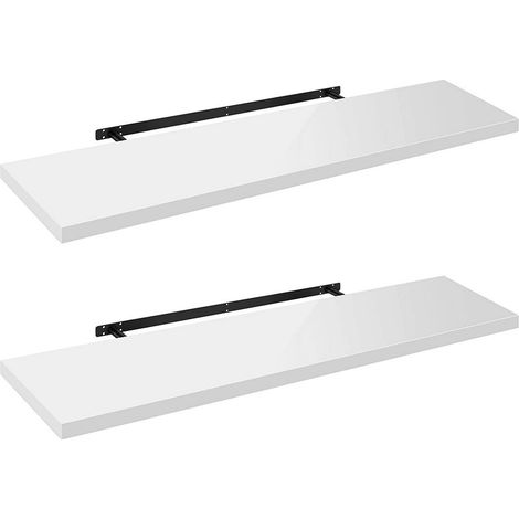 WOLTU 2er-Set Wandregal Wandboard freischwebend Schweberegal Holz Board weiß 100x22.9x3.8cm