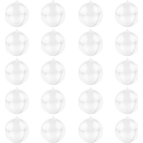 20 Pièces Boules de Noël Transparentes 6cm, Boules de Noël en Plastique à Remplir, DIY Decoration pour Sapins de Noël (1/4)