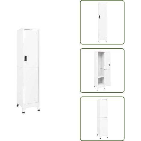 Armoire à casiers Blanc 38x45x180 cm Acier - Meuble De Rangement - Armoire Métallique - Armoire À Casiers - Meuble Scolaire - Armoire De Bureau (1/5)