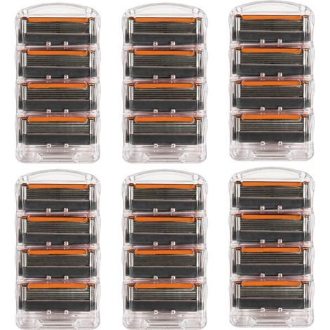 Lames de rasoir homme 5 couches – Lot de 24 recharges – Compatible GF5 – Bande lubrifiante, tondeuse précision (1/5)