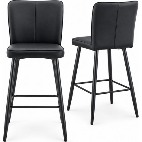 Set di 2 sgabelli da bar 44x44x101 cm neri in similpelle e metallo ergonomici - CHICFURN (1/5)