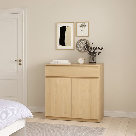 Dmora - Kommode Genziana, Wohnzimmerbuffet, Wohnzimmer-Sideboard, Moderne Küchen-Speisekammer, 80x40 h100 cm, Eiche (1/5)