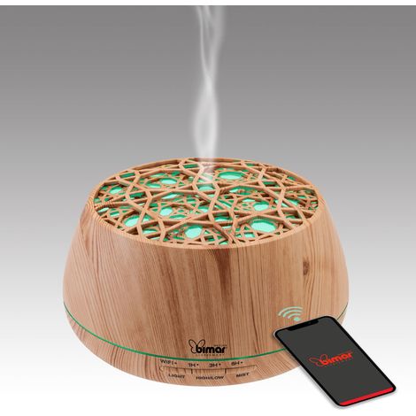 Bimar DA26 Diffusore di Aromi con Wi-Fi e Bluetooth Luci Cromatiche 7 Colori Cassa Acustica Integrata Serbatoio 400 ml colore Marrone (1/5)