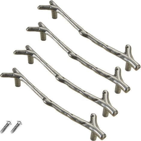 Set di 4 pomelli vintage in lega di zinco per cassetti, mobili, cassetti, case di campagna, cottage (128 mm, argento)