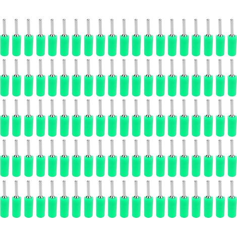 100 Pièces Fiche Banane Mâle Nickelée Broche Laiton Droite pour Panneau à Ressort Interne J.10001 2mm Vert (1/5)