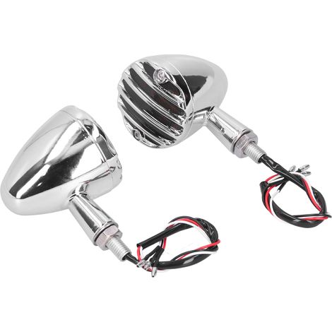Clignotants Moto Universels Chromés Paire Feux Clignotants pour Motos Rétro Vintage (1/5)