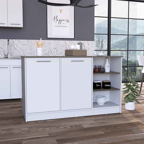 Isla de Cocina Ginger con Almacenamiento Espacioso y Encimera