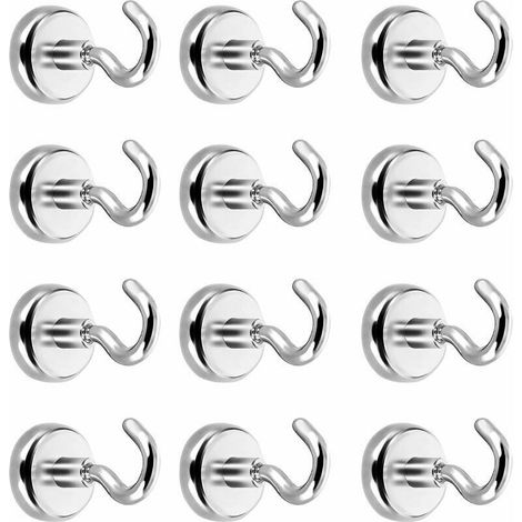 Magnetic Hooks, Magnet Hooks, Powerful Neodymium Magnet Pull Force 3-5 kg (12 Pack) (1/5)