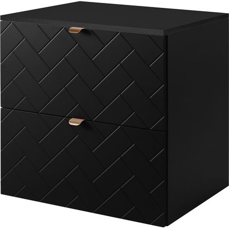 Commode : 3 Tiroirs, 2 Portes, Noir, 81,4 × 153,5 × 39,5 Cm (1/5)