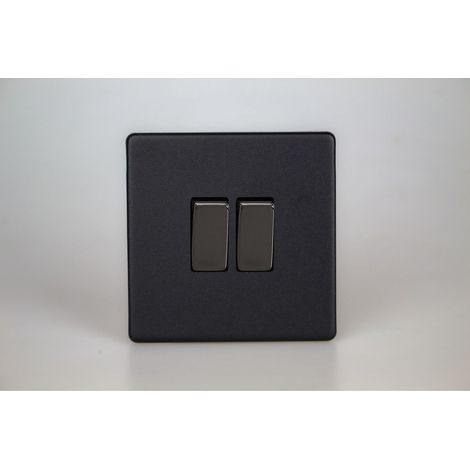 Varilight 2-Gang 10A Rocker Switch - Matt Black Finish (1/2)