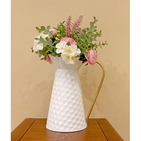 Vase élégant de pichet de Fleur en métal Blanc, Vase de pichet galvanisé de Ferme, cruche de Lait décorative Rustique pour Les Fleurs (1/5)
