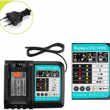 DC18RC 3A Chargeur pour Makita Chargeur 18V Compatible avec 14,4V-18V Batterie BL1850B BL1850 BL1840 BL1830 BL1820 BL1415 BL1430 (1/5)