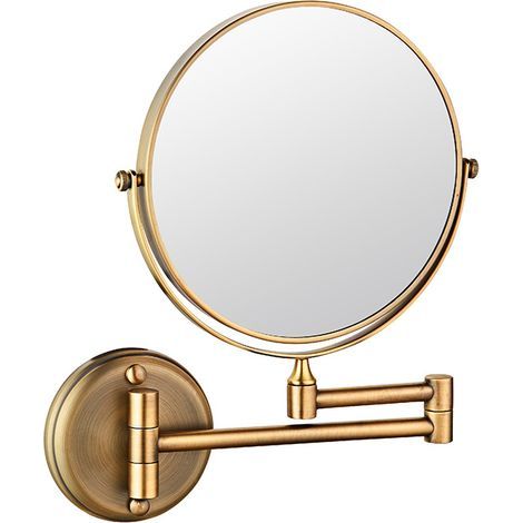 Specchio da bagno a parete girevole bifacciale da 6 pollici, pieghevole e retrattile, ingrandimento 5x (antico) (1/4)