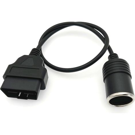 APEX Adaptateur de prise OBD2 mâle 16 broches vers prise allume-cigare femelle, câble d'extension d'alimentation pour voiture, 24AWG, 0,5 mètre de long. (1/5)