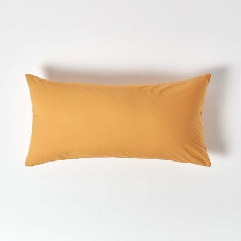 HOMESCAPES Taie d'oreiller Jaune Moutarde 100% coton Egyptien 200 fils 40 x 80 cm (1/4)
