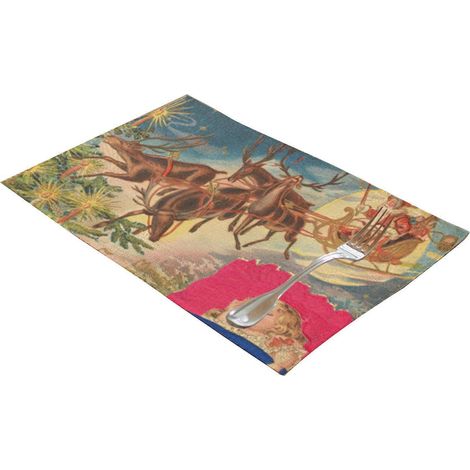 Set de table de Noël bonhomme de neige en coton et lin imperméable, dessous de plat, dessous de tasse à café, protection thermique, décoration intérieure, lot de 6 (1/5)
